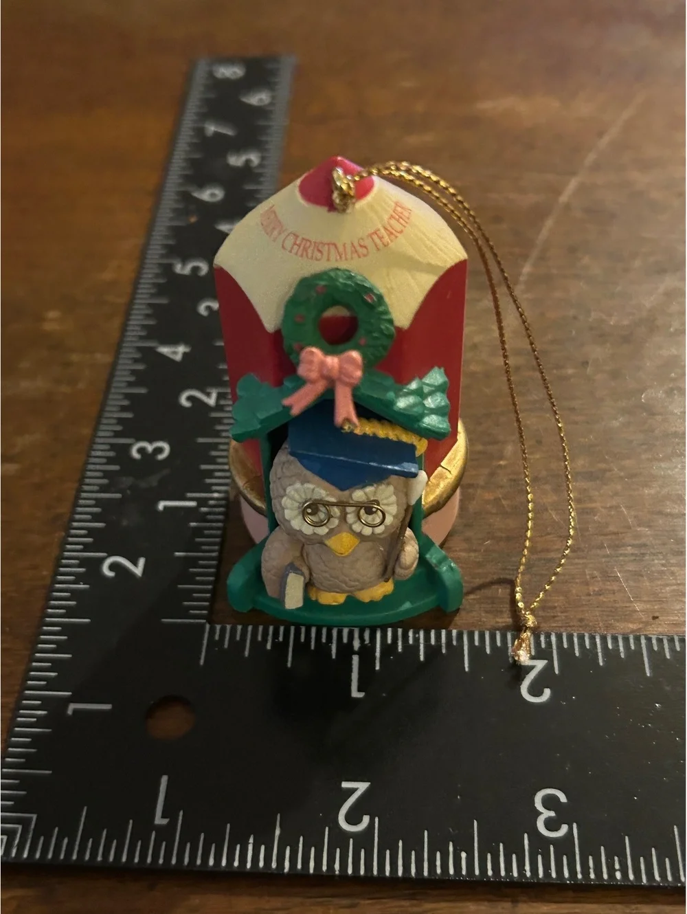 Vintage Christmas Teacher Owl Pencil Ornament